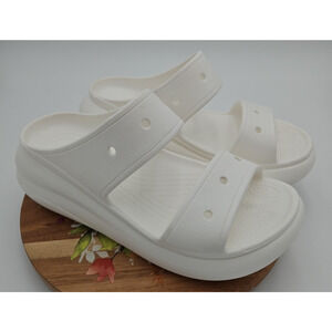 Crocs Unisex White Classic Crush Platform Sandal Summer Comfort Shoes M/9 W/11‎